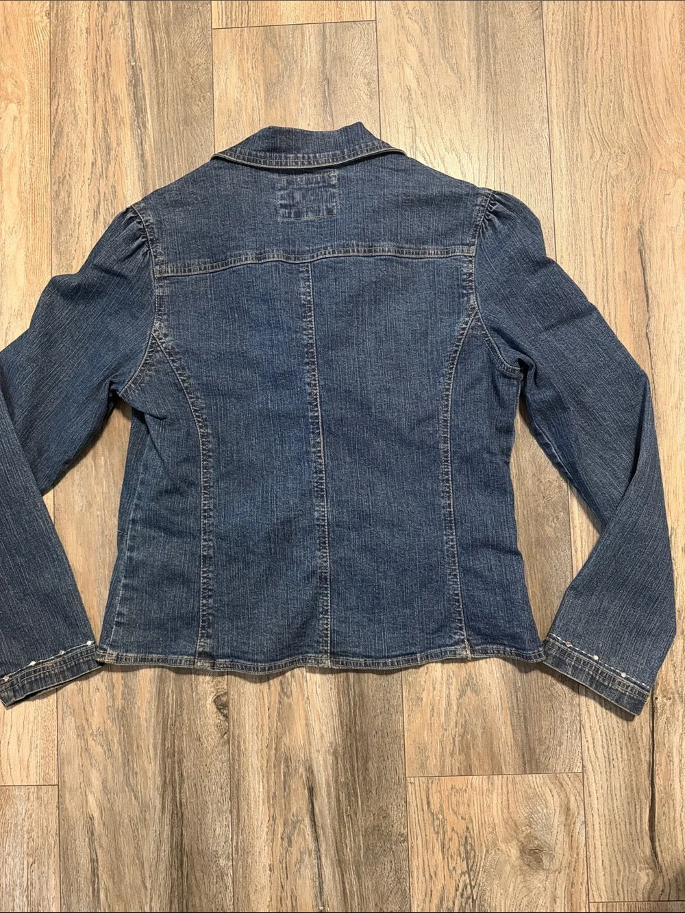 Studio West Dark Blue Denim Jacket with Beaded Pocket Fringe